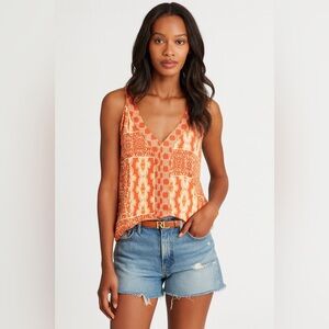 Rose + Olive Orange and white sleeveless flowy size small. NWT